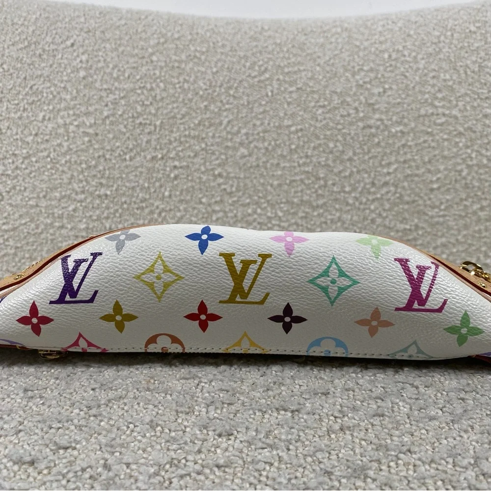 Louis Vuitton White Multicolor Monogram Crossbody Bumbag with Tan Trim - Picture 14 of 16